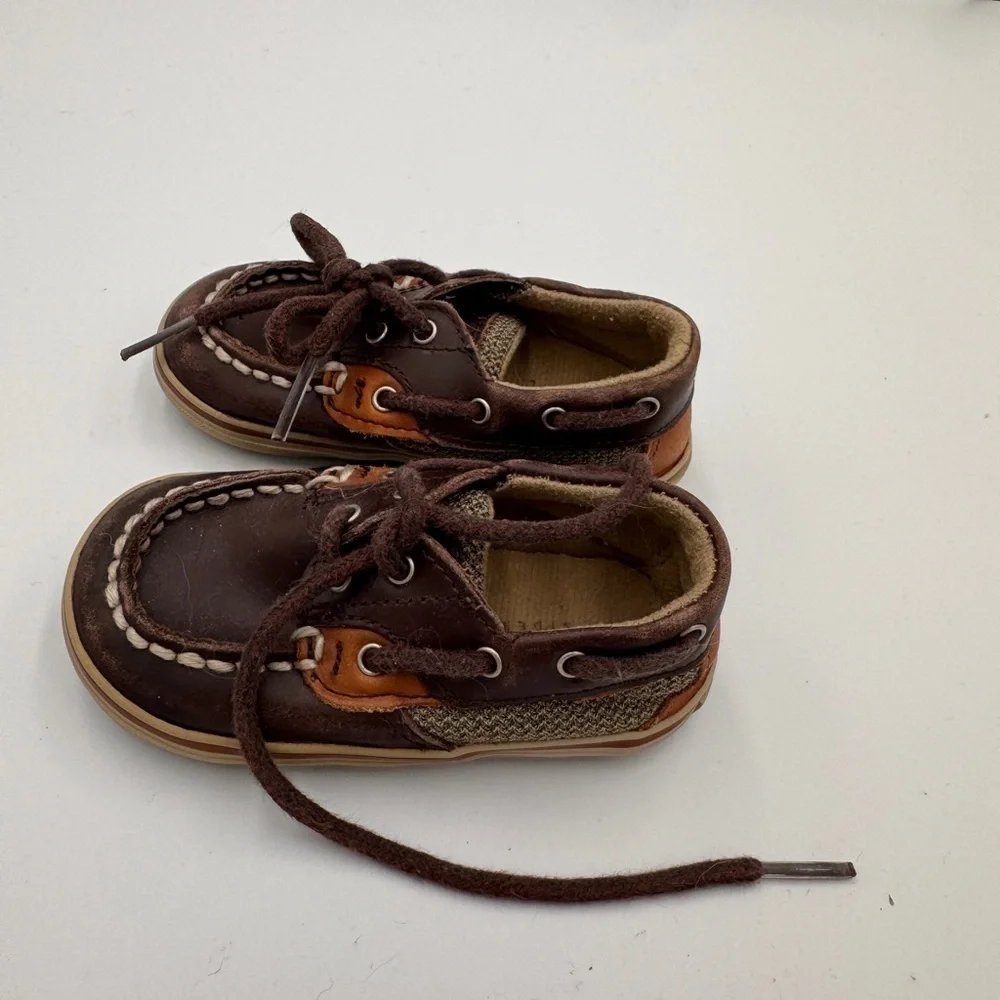 Sperry Baby Girls Boys Size 4 Kids Brown and Tan Moccasins Boat Shoes
